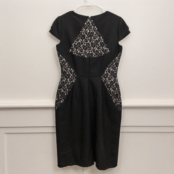 Tahari Arthur S. Levine Black Lace Panel Sheath Dress – Size 6P - Picture 2 of 3